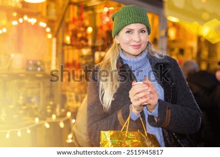 Similar – Foto Bild Frau auf Weihnachtsmarkt