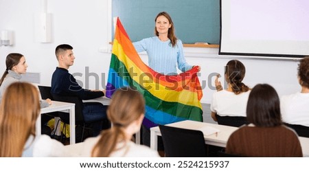 Similar – Image, Stock Photo Rainbow flag in a window