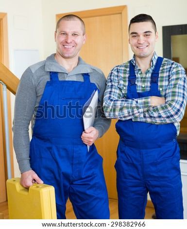 Two positive european workers came to the house