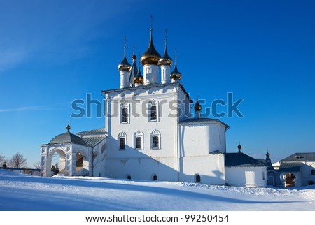 Holy Trinity Monastery of St. Nicholas monastery at Gorokhovets in winter. Russia