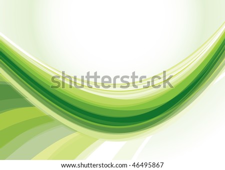Abstract template with green wave. Rasterized vector
