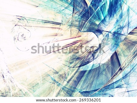 Blue light lines in motion. Abstract bright textured pattern. Modern futuristic concept background for wallpaper, interior, flyer cover, poster, booklet. Fractal art for creative graphic design.