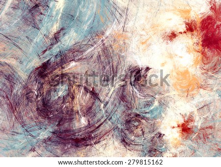Digital fractal for creative graphic design. Abstract beautiful light blue and purple background. Artistic texture of paints effect. Modern futuristic color pattern for interior, flyer cover, poster.