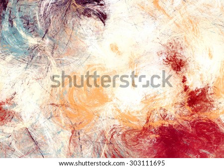 Futuristic color clouds. Artistic splashes of bright paints. Abstract painting pattern. Soft texture for creative graphic design. Light background for interior, flyer cover, poster. Fractal art