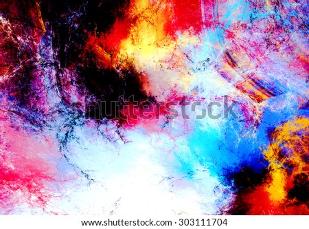 Abstract color dynamic background with lighting effect. Futuristic bright painting texture for creativity graphic design. Shiny pattern for wallpaper, poster, cover booklet, flyer, banner. Fractal art