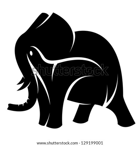 Vector Image Of An Elephant On A White Background - 129199001