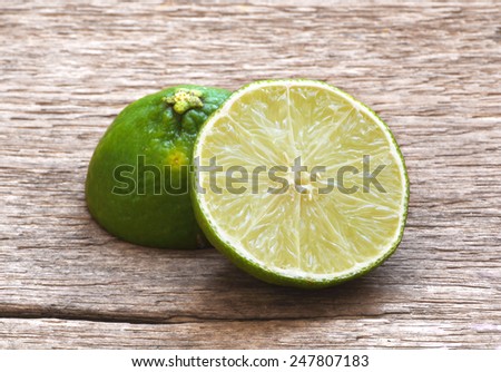 Lemon cut on wooden table