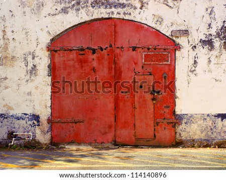 Old Red door in Tortola