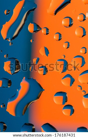 water drops on blue-orange background
