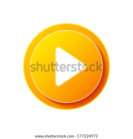 Play button web icon. Vector symbol circle isolated. Click, push the button, begin, start, forward, record, stop audio or video