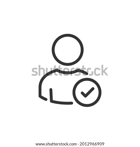 User account accepted symbol with tick, approved or applied person sign, validation verified pictogram, authorized member isolated Photo stock © 