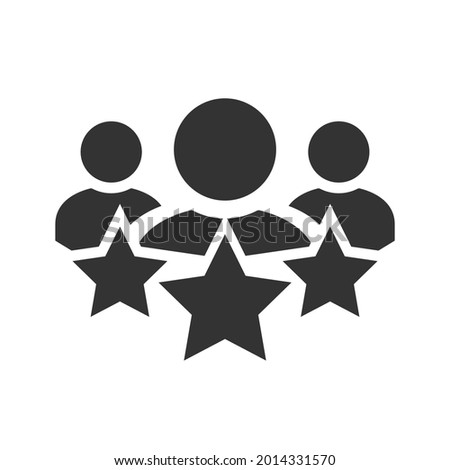Customer Satisfaction Icon. Achievement, grade, ranking, star, user team icon. Client rating, executive, star user team icon. Business client icon, people group with stars line sign.