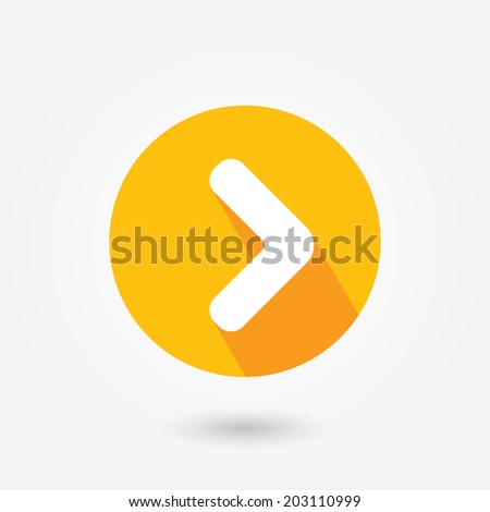 Arrow point pointing right flat icon with long shadow. Go button