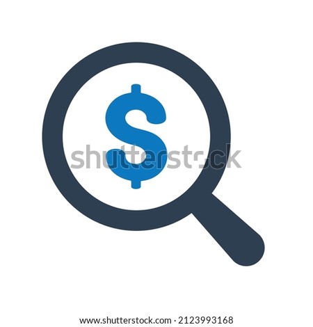 Paid search concept icon, search dollar money icon.