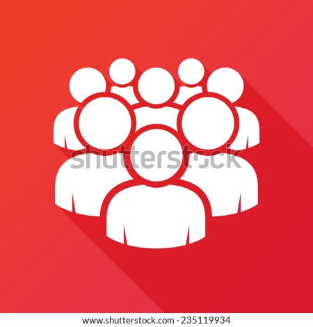 Illustration of crowd of people - icon silhouettes vector. Social icon. Modern design flat style icon with long shadow effect