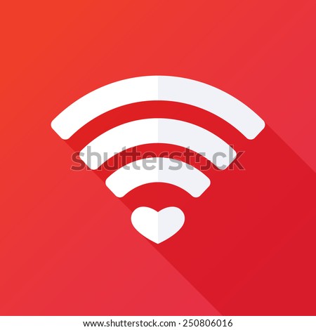 Heart shape and wifi sign. Happy valentine 's day background. Vector illustration. Valentine symbols. Digital love. Internet love. Love connection. Wifi hotspot icon.Online dating concept. Love sign