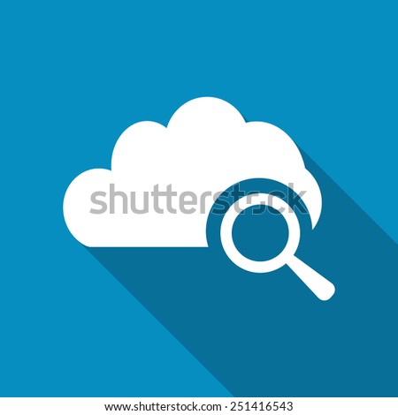 Cloud search icon. Modern flat icon with long shadow effect