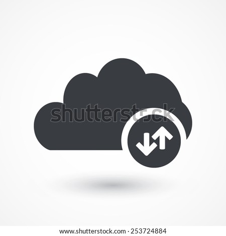 Cloud download and upload icon. Up and down arrows