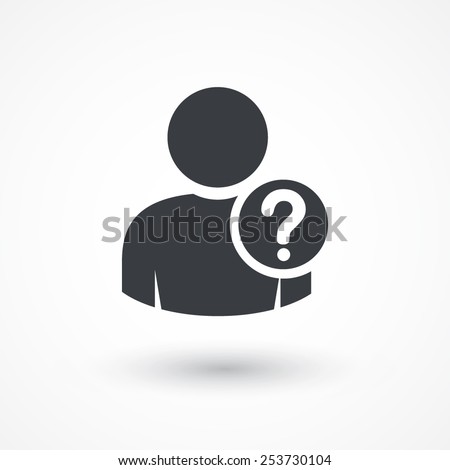 User silhouette with question mark - vector icon. Faq. Question man sign. Person account, profile icon. Account help symbol. Who? Doubt icon