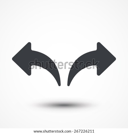 Undo Arrow icon, Redo Arrow icon. Direction sign. Forward, Next, Backward, Previous icon. Curvy arrow circle sign.