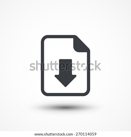 Vector Download Document Icon. Icon download document, pdf file upload, get data sheet, vector arrow. 