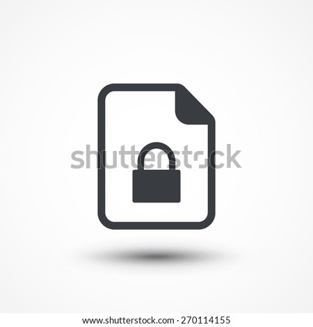 Document lock flat icon. File format icon. Extension. Document file security icon