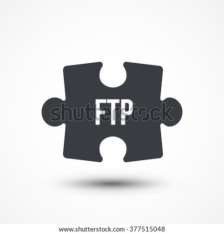 Puzzle piece. Concept image of acronym FTP as File Transfer Protocol. Flat icon