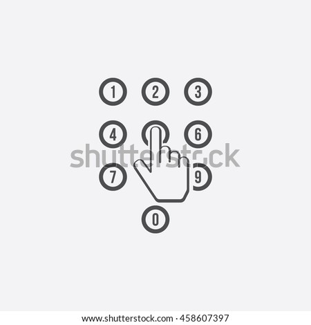 Pin code icon in flat style isolated background. Password and unlock, access, identification, unlock symbol for your web site design, picture, art, logo, app, UI. Vector illustration EPS10, JPEG image