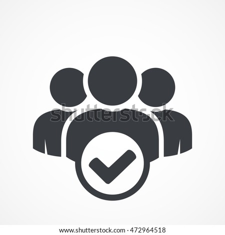 User group icon. Management Business Team Leader Sign. Social Media, Teamwork concept. Check mark sign, check-mark. Person, customer test