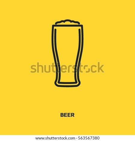 Beer sign line vector icon. Glass of alcohol drink sign. Brewery symbol.