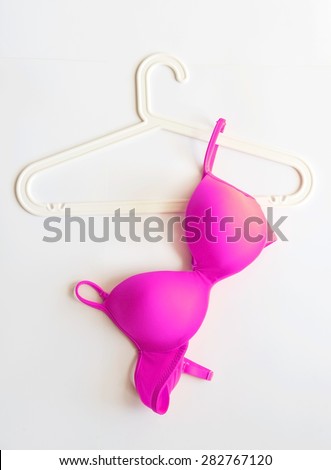 Summer concept, bra on coat hanger (Pop art style)