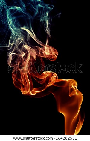 color smoke isolated on black background