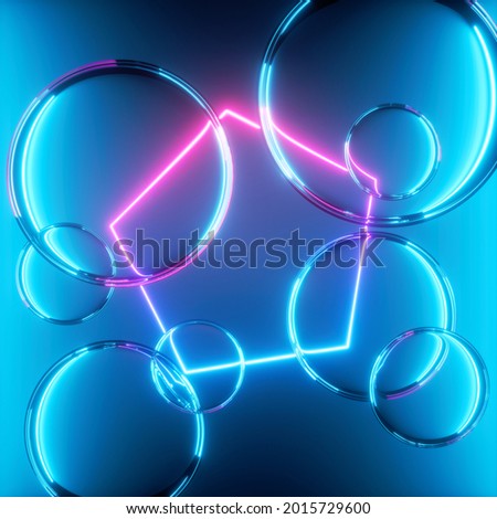 Similar – Image, Stock Photo blue pentagon neon light covered by grapes. Flat lay of minimal fruit style concept