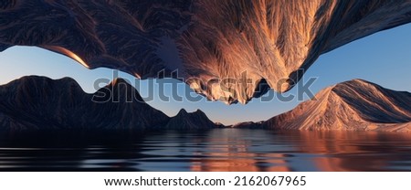 Similar – Image, Stock Photo Scenic landscape of lake surrounded by mountains in Spain