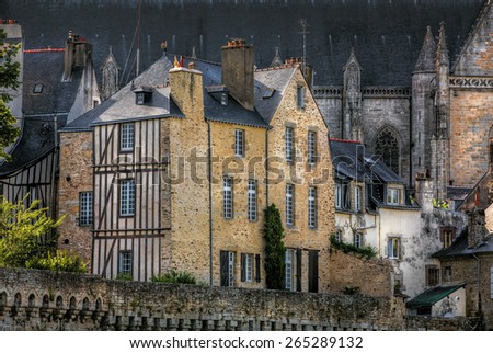 Medieval Houses by the Old Wall in Vannes, Brittany