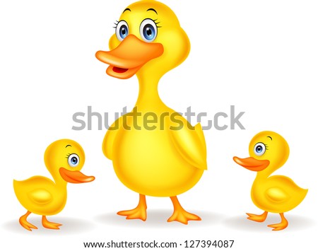 Duck Family Cartoon Stock Vector Illustration 127394087 : Shutterstock