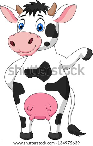 Funny Cow Waving Hand Stock Vector Illustration 134975639 : Shutterstock