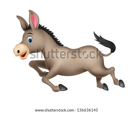 Cute Donkey Cartoon Running Stock Vector Illustration 136636145 ...