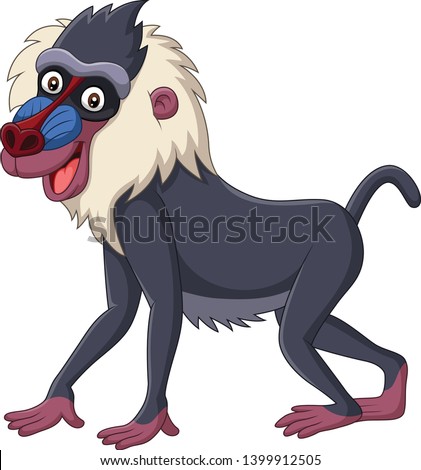 Cartoon mandrill baboon isolated on white background