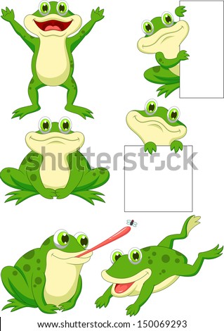 Cute Frog Cartoon Collection Set Stock Vector Illustration 150069293 ...