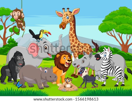 Cartoon wild animals in the jungle Stock foto © 