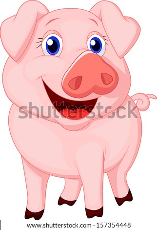 Cute Pig Cartoon Stock Vector Illustration 157354448 : Shutterstock