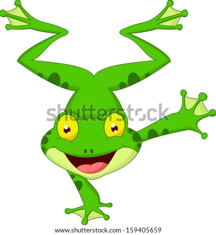Funny Frog Cartoon Standing On Its Hand Stock Vector Illustration ...