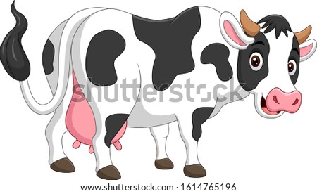 Cartoon happy cow posing isolated on white background