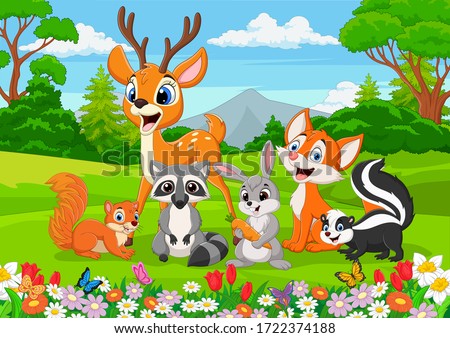 Cartoon wild animals in the jungle Stock foto © 