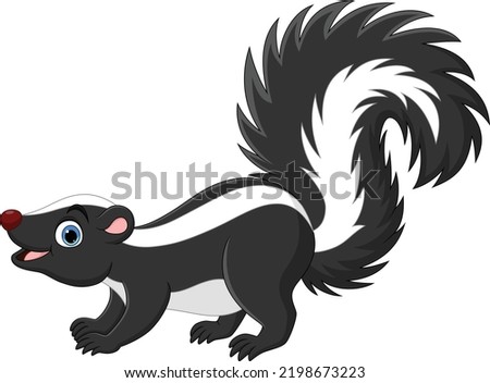 Cartoon happy skunk on white background