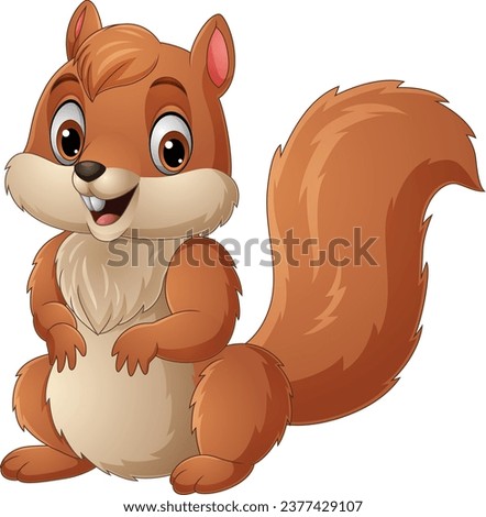 Illustration of cartoon happy squirrel 