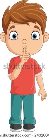 Cartoon boy with finger over his mouth