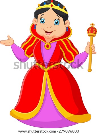 Cartoon Queen Holding Scepter Stock Vector Illustration 279096800 ...