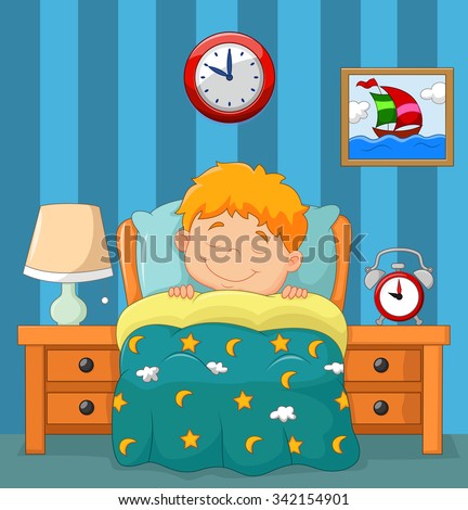 The Boy Sleeping In The Bed Stock Vector Illustration 342154901 ...